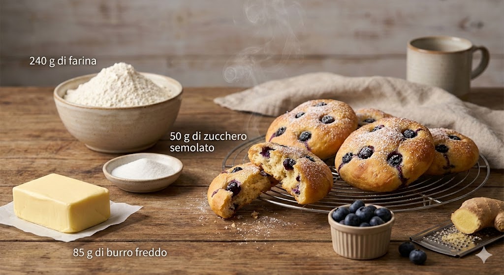 Scones Mirtilli e Zenzero (Profumati e Veloci in Friggitrice ad Aria)