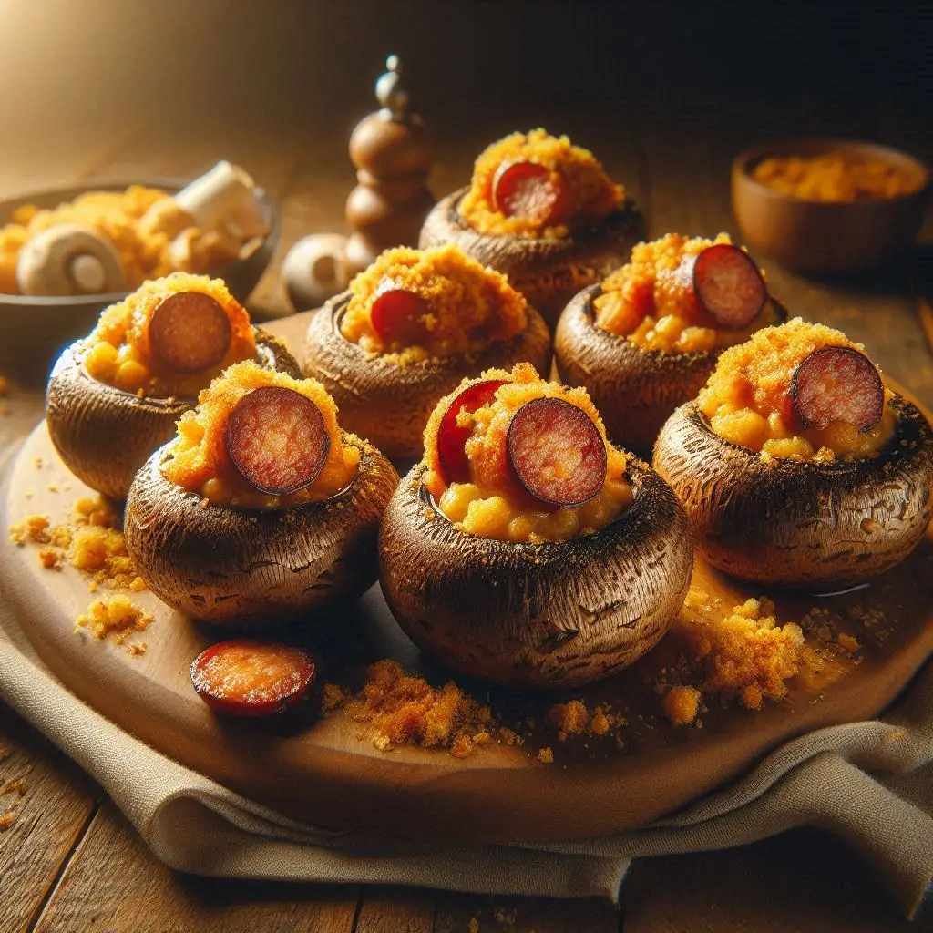 Funghi Ripieni alla Salsiccia (Gratinati in Friggitrice ad Aria)