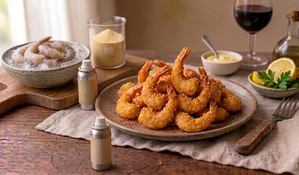 Gamberi in Friggitrice ad Aria (Panatura di Semola Croccante)