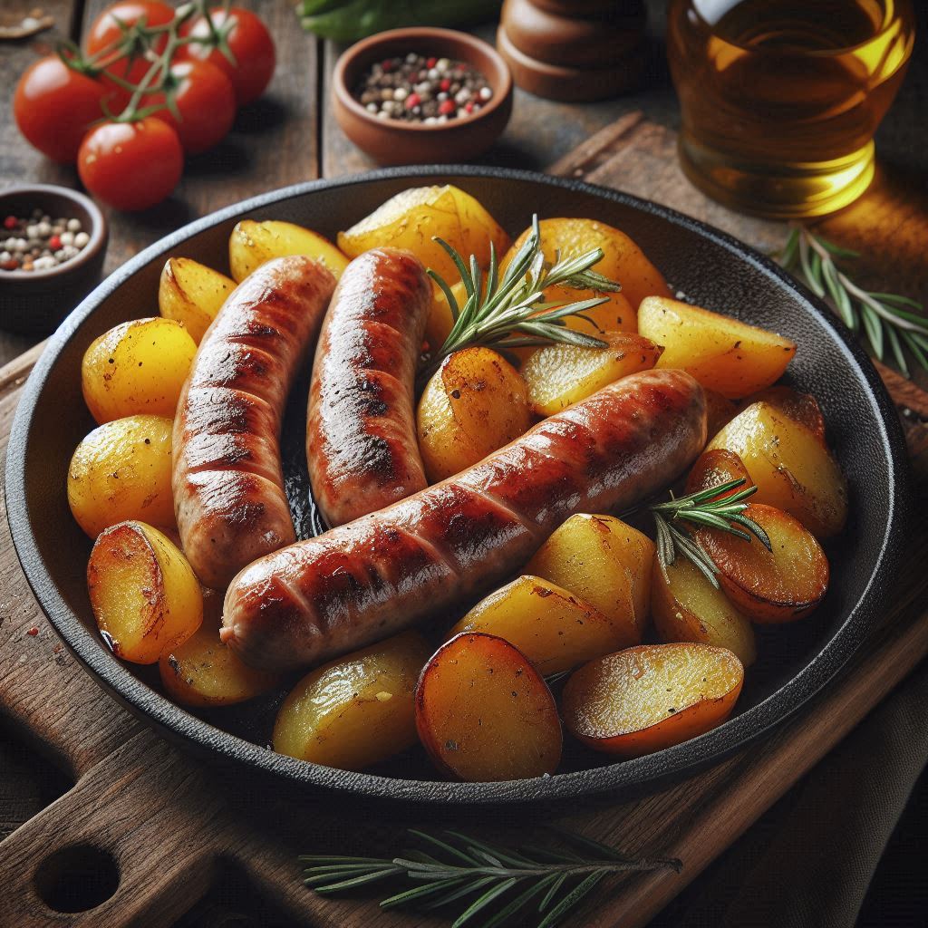 Salsiccia e Patate in Friggitrice ad Aria (Piatto Unico in 15 Minuti)