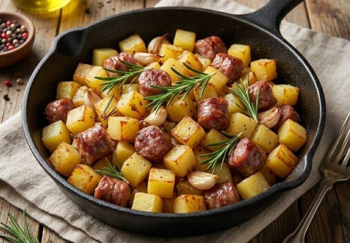 Salsiccia e Patate in Friggitrice ad Aria (Piatto Unico Veloce)