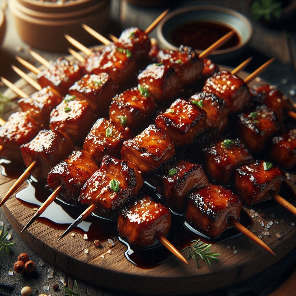 Sticky Teriyaki Pork Skewers